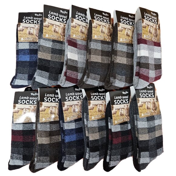 Mens Wool Hiking Socks 12 Pack Warm Crew Winter Outdoor Work Boot Cold Weather - Picture 1 of 4